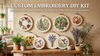 Kit de broderie DIY fait main à motif végétal, matériel en tissu pour débutants pour réaliser des points de croix - Vente chaude