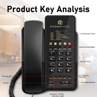 Téléphone fixe analogique filaire de chambre à coucher de base de qualité de chambre à coucher 5 étoiles avec multifonction pour hôtel FICAN905
