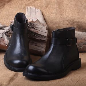 Bottines élégantes pour hommes en cuir de vachette, chaudes et confortables pour l'hiver, avec doublure en cuir véritable, design à lacets - Product Image 3