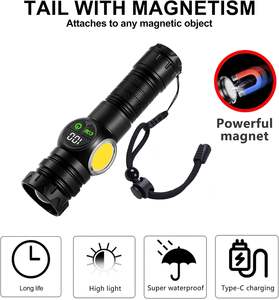 Lampe torche tactique rechargeable en aluminium magnétique à LED 30W, 1200 lumens, indicateur de batterie, portée longue de 1200 m, lumière puissante, vente en gros - Product Image 6