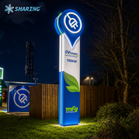 Letrero Tipo Totem Personalizado para Cargador de Vehículos Eléctricos, Iluminado, en Forma de Pin, para Estaciones de Servicio Comerciales