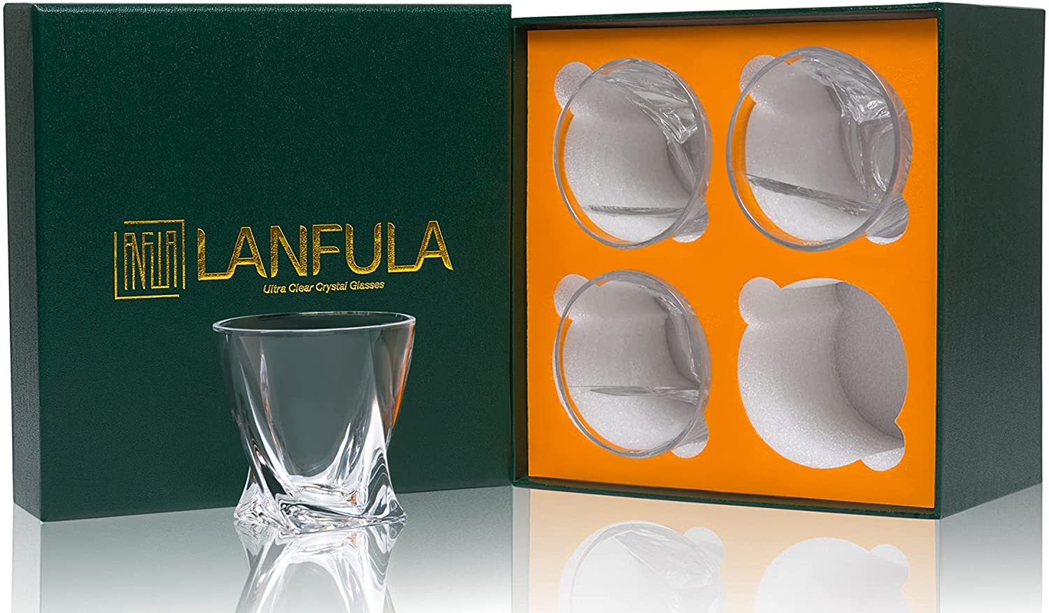 10oz Crystal Whiskey Glasses Premium Twisted Glasses Old Fashioned Lowball Tumbler