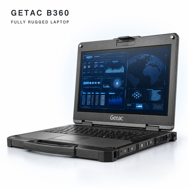 Getac B360 Rugged Laptop 13.3 Inch 1400 Nits IP66 Intel AI Boost WiFi 7 Industrial Notebook for Field Service