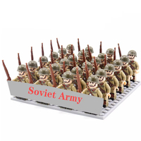 Ensemble de 24 Pièces Soldats de l'Armée Militaire Seconde Guerre Mondiale (WW2) Soviétiques, Américains, Britanniques, Allemands, Français – Blocs de Construction, Briques Modèles, Figurines d'Action, Armes et Jouets, Cadeau pour Enfants