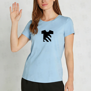 T-shirts pour femmes en coton 230 GSM, coupe ajustée, col rond, ourlet incurvé, broderie 3D personnalisée, vente en gros d'usine, haute qualité - Product Image 3