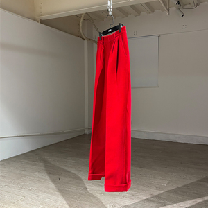 MOQ : 1 pièce |   <span class=keywords><strong>Pantalon</strong></span> large à jambes droites et fines, taille haute, rouge décontracté à la française, personnalisé selon l'image - Product Image 2