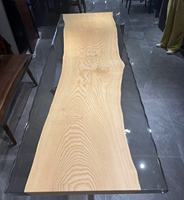 Ensemble de table à manger moderne en bois massif de frêne avec bord vivant + résine époxy pour la maison, le bar et la cuisine