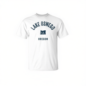 T-shirt con stampa vintage blu navy di Lake Oswego Oregon - Product Image 2