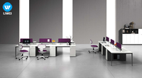 Poste de travail moderne en gros pour bureau ouvert, ensemble de cloisons à 6 postes avec cadre en aluminium, bureau commercial durable et écologique