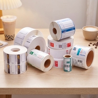 Papier pour étiquettes thermiques 2"x1" 2"x2" 3"x2" 2.25"x1.25" 2"x3" 4"x2" 4"x3" Impression personnalisée Autocollant code-barres pour gobelets de café de supermarché