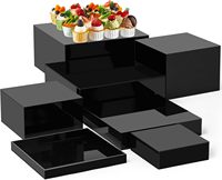 Base de buffet en acrylique 10x10cm, cube empilable, blanc, plateforme d'exposition pour mariage, fête, supports empilables, socle carré en lucite, boîte à nourriture