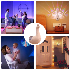 Wohnkultur Pfau Lampe Wand leuchte Romantische Atmosphäre Bunte Korridore Zimmer Nachttisch Hintergrund Nacht Wand lampe - Product Image 4