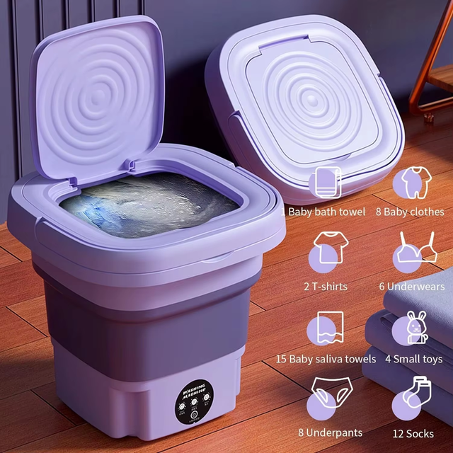 Best-selling Mini Semi-automatic Foldable Plastic Freestanding Portable Household Washing Machine 9L Capacity Touchscreen