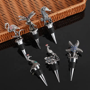 Tappo di <span class=keywords><strong>vino</strong></span> in metallo per animali riutilizzabili all'ingrosso, tappo per bottiglie di <span class=keywords><strong>vino</strong></span> rosso, <span class=keywords><strong>vino</strong></span> e Champagne, per feste di matrimoni, bar natale - Product Image 2