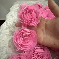 Renda Bunga Mawar Bergelombang 6.5cm Grosir Kain Chiffon untuk Aksesoris Pakaian