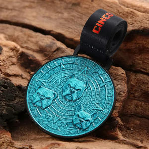 Médailles personnalisées en alliage de zinc émaillé avec motif de visages de bouledogues français en relief 3D au design unique, avec ruban - Product Image 1