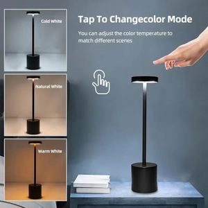Simple Touch Sensor <b>LED</b> <b>Table</b> Lamp Rechargeable Desk Lamp 3Colors Adjustable <b>Bedside</b> Creative Ambient Light Bar Room Decor Light - Product Image 4