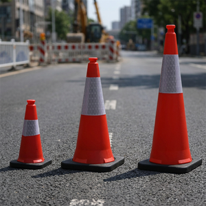 กรวยจราจรแบบมืออาชีพ ขนาด 28 นิ้ว รุ่น PE Engineer Grade S7195 พร้อมฐานยางถ่วงน้ำหนัก 3.1 กก. สะท้อนแสงเพื่อความปลอดภัย - Product Image 2