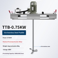 Mezclador vertical anticorrosión de acero inoxidable 316 para bidones IBC con motor y paleta de PTFE para alimentos, salmuera, ácido y soda cáustica