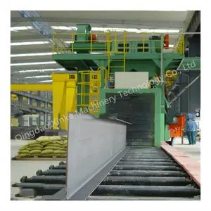 Cina through-type h beam steel plate/ sheet trasportatore a rulli orizzontali pass-thru sabbiatrice automatica sabbiatrice