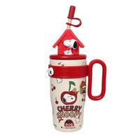 Gobelet isotherme en acier inoxydable 316 avec paille et chapeau décoratif, anti-fuite, pour l'extérieur, motif Snoopy