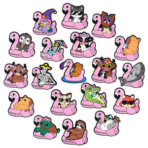 2025 venta al por mayor hebilla de zapato Rosa personalidad DIY accesorios decoraciones PVC Zueco encanto lindo dibujos animados flamencos Zueco zapatos encanto - Product Image 1