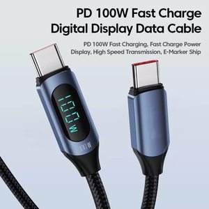 Câble de données tressé en Nylon Bio Type C charge rapide câble Pd 100w matériau tressé puissance numérique Usb C Port d'affichage Lcd pour <span class=keywords><strong>Macboo</strong></span> - Product Image 3