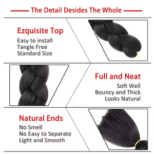Venta caliente 24 pulgadas 100g extensiones de cabello trenzado sintético preestirado Jumbo trenzas de ganchillo precios al por mayor baratos - Product Image 3