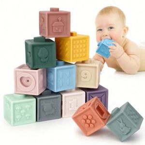 Nouvelle version Jouets éducatifs 12 pièces Blocs de construction souples en silicone à empiler pour bébés et enfants - Product Image 1