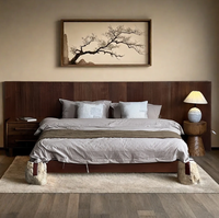 Lit de rangement en bois massif de taille standard au design japonais avec des fonctions d'économie d'espace pour les meubles de chambre à coucher pour adultes
