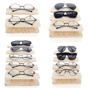 Wholesale Custom Pine Wood Rectangle Five-Tier Modern Varnish Flexible Design Optical <b>Glasses</b> Display Stand Storage <b>Rack</b> - Product Image 1
