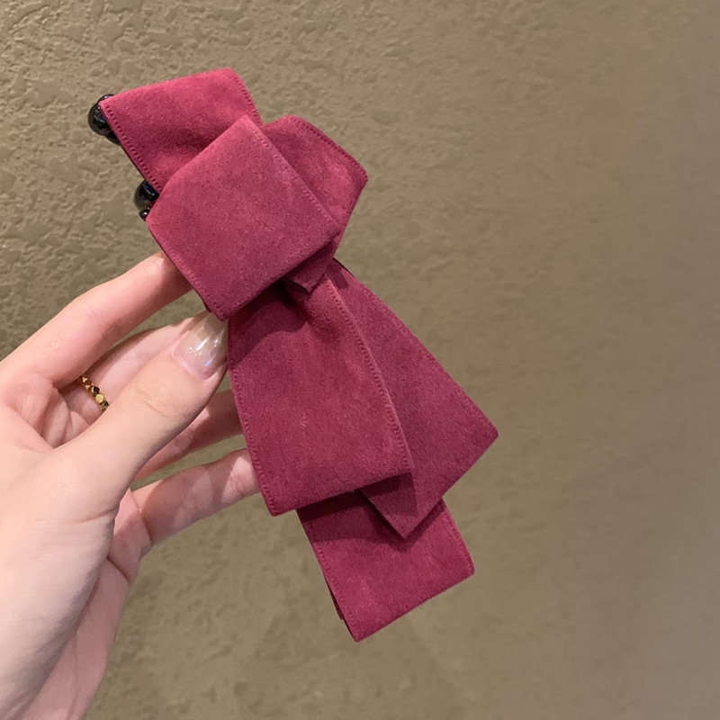 Rose red suede-banana clip