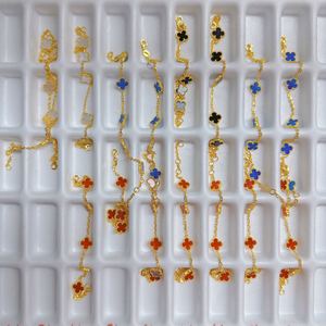 Perhiasan PCX Emas Murni 24K Asli Berhiaskan Zirkon Liontin Rantai Daun Semanggi Empat Model Mewah Desainer - Product Image 3