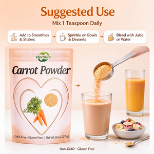 Polvo de Raíz de Zanahoria OEM ODM de Marca Privada, Daucus Carota, Sin Gluten, Sin OMG, Suplemento Vegetal en Polvo, 227g, Bolsa Doypack - Product Image 4