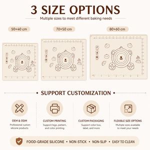 Tapete de Silicona Reutilizable Antideslizante para Hornear, Bandeja para Amasar, Guía de Medición, Superficie Impermeable, Certificado de Grado Alimenticio, Apto para Lavavajillas - Product Image 3