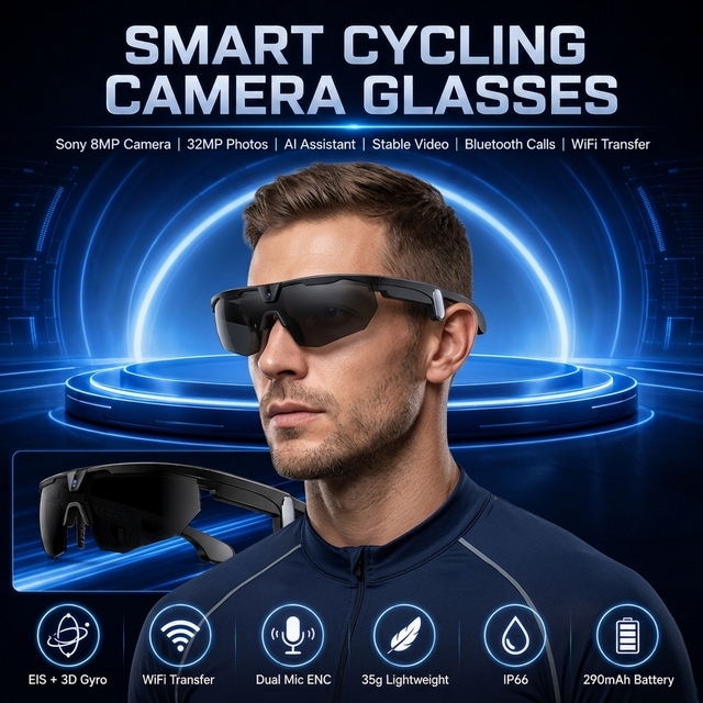 2026 Upgraded Smart Glasses Wireless 5.3 Audio Sunglasses Polarized Sports Eyewear with Camera 1080P Handsfree Call