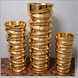 Florero de Lujo con Borde Dorado, Maceta Moderna para Bodas, Hoteles, Hogar, Sala de Estar, Decoración de Alta Gama - Product Image 3