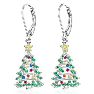 Orecchini pendenti a forma di albero di Natale per donna, accessori per le orecchie a forma di stella e albero, per le festività - Product Image 1