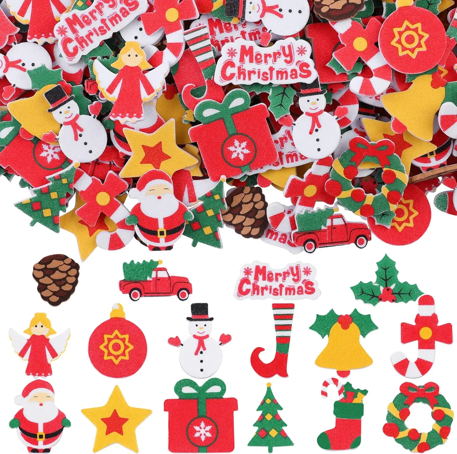 Self Adhesive Christmas Craft Sticker Xmas Theme Shapes Stickers Holiday Foam Stickers