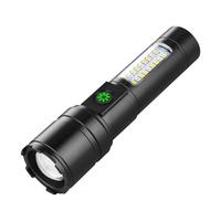 Lampe torche tactique LED rechargeable par USB en alliage d'aluminium avec lumière latérale COB, 1000+ lumens, portée du faisceau 400-500 m, indice de protection IP54