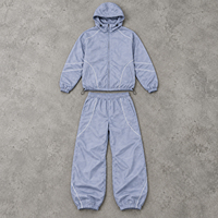 Ensemble de survêtement deux pièces pour homme TOPSHOW, veste coupe-vent à capuche zippée bleu clair surdimensionnée et pantalon large à jambes larges