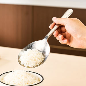 Cucharas de Titanio Puro Plateadas en Plata con Mango Largo Aptas para Lavavajillas para Servir Arroz en Casa y en Restaurantes - Product Image 2