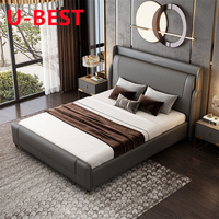 Muebles de Dormitorio Modernos, Estructura de Cama King Size de Cuero, Juego de Recámara Matrimonial, Cama Box Individual, Queen y Casal