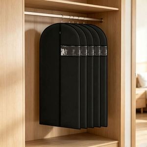 Non Woven Fabric Garment With Clear Window Suit Clothes Dust <b>Cover</b> Breathable Wardrobe Storage Bag for Hanging - Product Image 2
