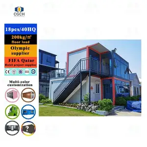 CGCH 2-Storey Steel Flat Pack Container House 6-Bedroom Prefab Home with 2-Bedroom Sandwich Package for Family Use