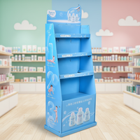Présentoir de plancher en carton personnalisable pour l'affichage en magasin Support ondulé durable pour détergent à lessive shampooing soins de la peau