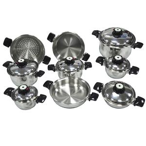 ชุดเครื่องครัว304สเตนเลสไร้น้ำสำหรับผ่าตัด304ชุดเครื่องครัวไร้น้ำมันขอบหม้อและกระทะขนาดกว้าง15ชิ้น - Product Image 1