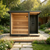 Ruang Uap Akrilik Premium Spektrum Penuh untuk Taman, Sauna Uap Luar Ruangan Mewah dengan Konstruksi Kayu Solid dan Shower