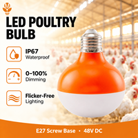 Ampoule LED Commerciale pour Volailles E27 48V DC Dimmable IP67 Étanche Sans Scintillement pour Grandes Fermes d'Élevage de Poulets de Chair, de Poules Pondeuses et de Reproducteurs