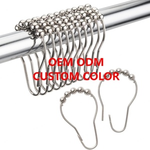 Crochets de rideau de salle de bain, anneaux ronds pour rideau de douche, crochets de rideau de douche antirouille, lot - Product Image 1